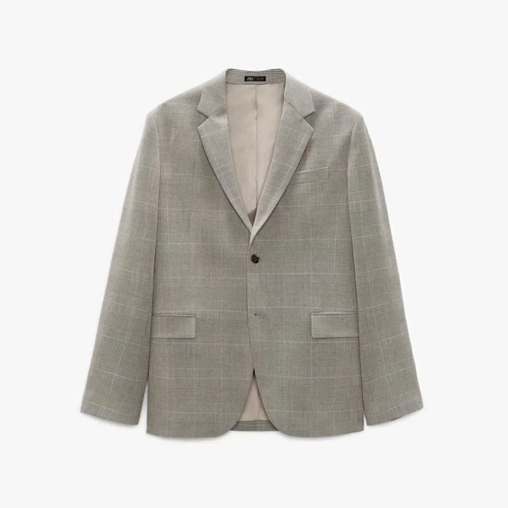 ZARA CHECKED SUIT JACKET BEIGE SIZE 40 | 4259/744/986